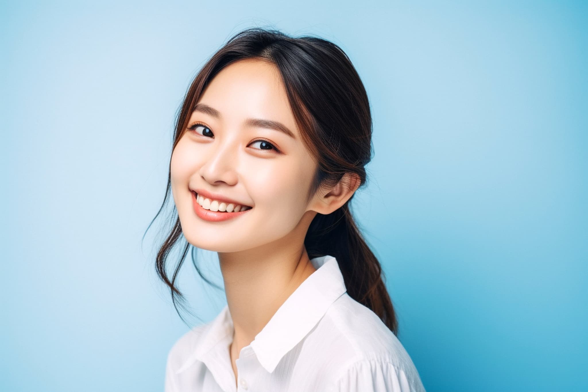 ブリッジ治療をした笑顔の女性